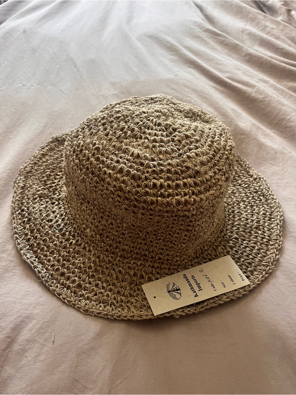 Brushed Straw Crochet Bucket Hat - Natural